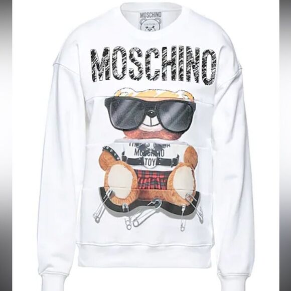 Moschino White Sweatshirt with Teddy Bear Graphic - Picture 1 of 8